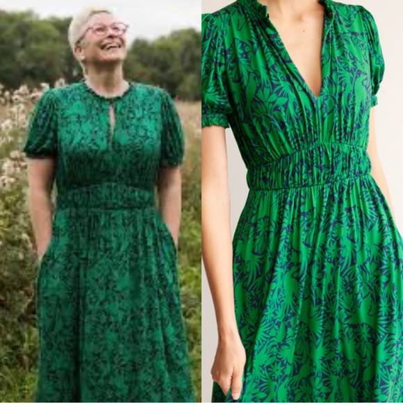 Boden Dresses & Skirts - Boden Rosanna Jersey Midi Tea Dress In Green Tambourine Ottomi Size 12R